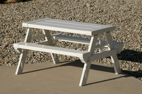 Childrens Foldable Picnic Table in White On Sale