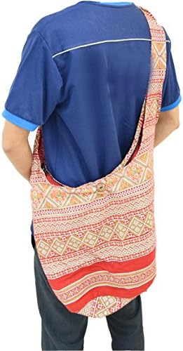 Thai Hippie Hobo sling crossbody bag Purse Original Thai cotton handmade Gypsy Boho Messenger Outdoor Travel School Laptop Bag(Orange)