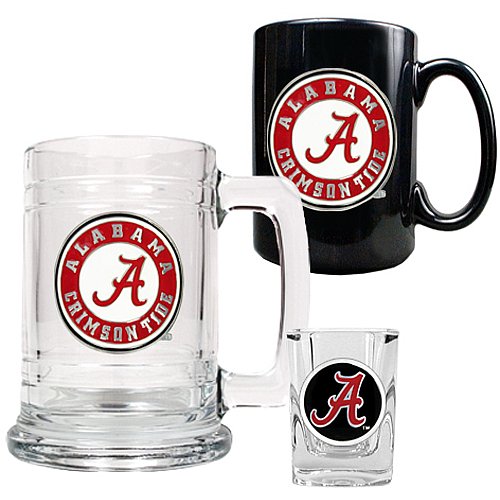 Great American Products Alabama Crimson Tide 15oz Tankard, 15oz Ceramic Mug & 2oz Shot Glass Set