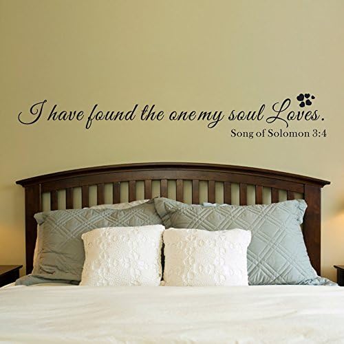 Bible Scripture Wall Decal - I have found the one my soul loves - Wall Decal Quote - Extra Large Bedroom decal(Dark Brown, Small)