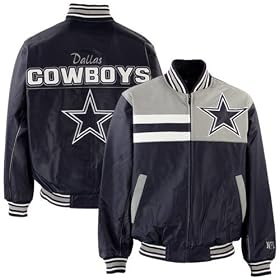 Dallas Cowboys Navy Blue Leather Varsity Jacket