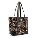 Bebe Inspired Jacquard Hearts Print Western Style Large Handbag - Brown