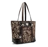 Bebe Inspired Jacquard Hearts Print Western Style Large Handbag - Brown