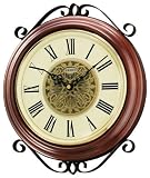 Seiko Wall Clock Dark Brown Wooden Case Ornamental Dial