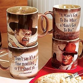 John Wayne Quotes Ceramic Coffee Mugs Set of 2