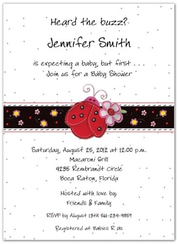 Ladybug Baby Shower Invitations - Set of 20