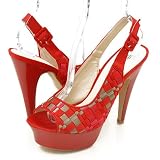 Wild Diva Merry02 Platform Pumps Red Satin
