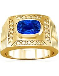 18K Yellow Gold Cushion Cut Blue Sapphire Solitaire Ring