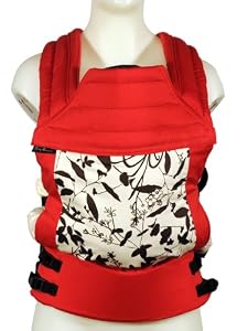 BabyHawk Oh Snap! Organic Baby Carrier, Black Flower Silhouette on Cherry