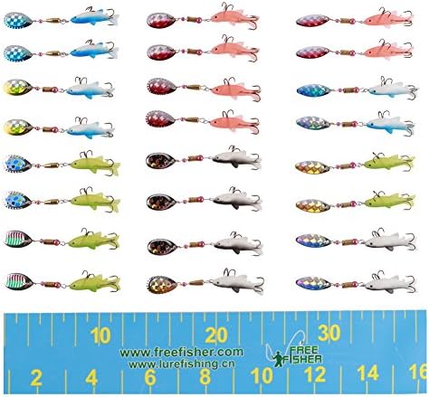 24 Pieces Assorted Pike Salmon Bass Fishing Spoons with Swimbaits Tackle