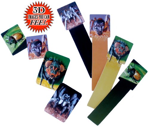3D Themed Bugs , Spiders , Beetles & Flies Bookmarks & Magnets Gift Set For Children – 8 Piece Set