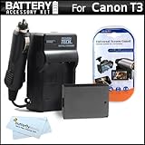 Battery And Charger Kit For Canon EOS Rebel T3 Digital SLR Camera Includes Extended (1500mAh) Replacement LP-E10 Battery + Ac/ Dc Rapid Travel Charger + LCD Screeen Protectors + ButterflyPhoto MicroFiber Cleaning Cloth