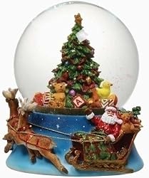 6.5" Musical Santa Claus & Christmas Tree Snow Globe Glitterdome