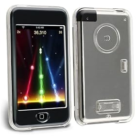 2 in 1 Combo - Premium Crystal Clear Hard Case + Travel Charger. For Apple iPod Touch 8GB / 16GB. The Case / Skin / Cover / Protector comes with a Belt Clip. The Travel / Wall / Home Charger / AC Adapter is white colored.