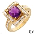 FPJ Vibrant Ring With 2.30ctw Precious Stones - Genuine Amethyst and Diamonds Made in 14K Yellow Gold. Total item weight 6.9g - Size 7 (Size 7)