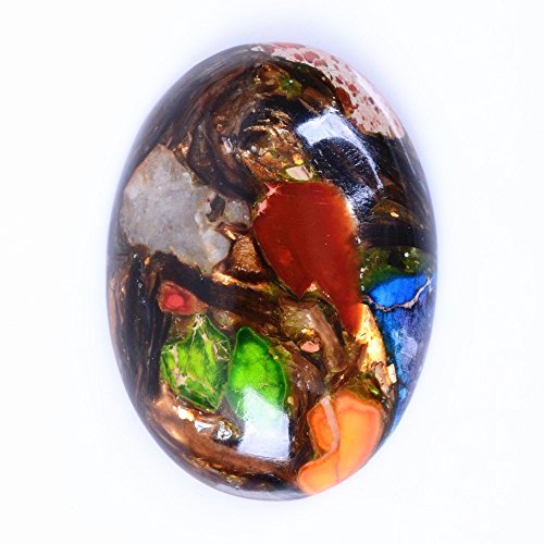 30x22mm Oval Cabochon CAB Flatback Semi-precious Gemstone Ring Face (Multi-Color Sea Sediment Jasper & Copper) 30x22mm Oval Cabochon CAB Flatback Semi-precious Gemstone Ring Face (Multi-Color Sea Sediment Jasper & Copper)