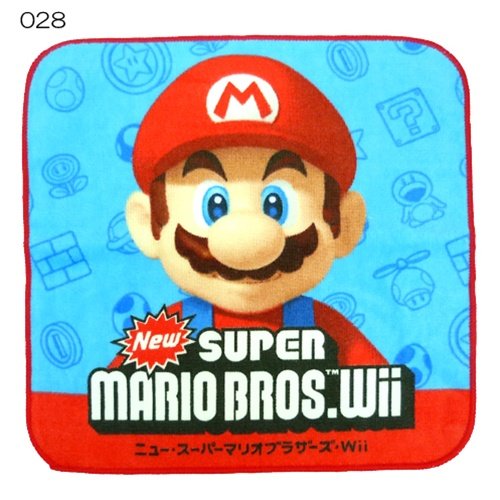 スーパーマリオブラザーズWii◎ミニタオル【028（ブルー）】☆ゲームキャラクターグッズ（ハンカチ）通販☆【Made in Japan】　