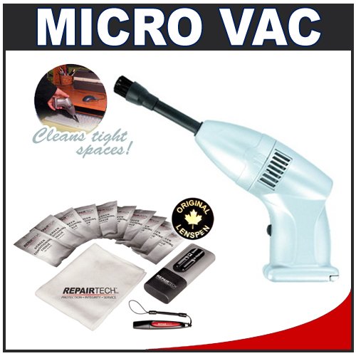 Handy Trends Cordless Micro Vac Vacuum with Attachments + Lenspen Computer, Laptop, Keyboard Cleaning Kit