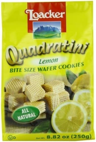 Loaker Quadratini Bite Size Wafer Cookies Variety 6-Pack - Lemon, Chocolate, Vanilla - 52.92 Ounces Total