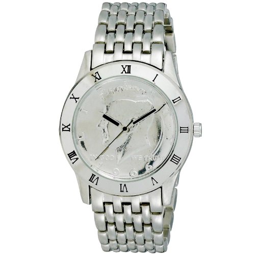 August Steiner Mens CN004S-AS Round Kennedy Half Dollar Silver-tone Bracelet Watch