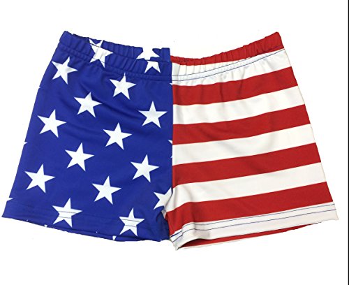 Stars and Stripes Spandex Shorts (2.5 In. Adult M 8-10, Stars and Stripes)