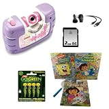 Fisher-Price Kid-Tough See Yourself Digital Camera - Purple Bundle for Girls
