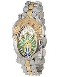Brillier Womens 18-02 Royal Plume Peacock Inspired Swiss Genuine Gemstones Watch