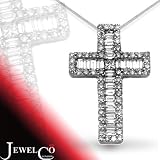Jewelco London 18 Carat White Gold 1.00ct Diamond Cross (Comes with 18 inch Pendant Chain)