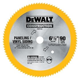 DEWALT DW9153  6-1/2-Inch 90 Tooth Paneling and Vinyl Cutting Saw Blade with 5/8-Inch Arbor