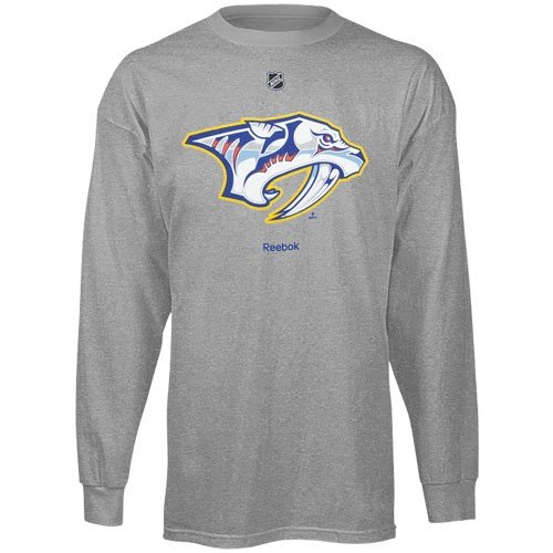 Reebok Nashville Predators Youth Ash Primary Logo Long Sleeve T-shirt (Large)