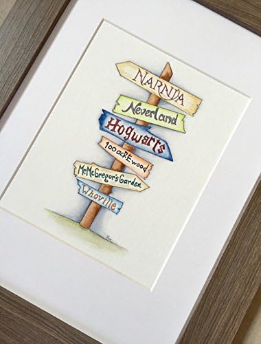 Children's Books Sign Post Watercolor. Gender Neutral Nursery Decor.