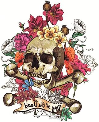 BTArtbox Big Pattern Style 6 inch X 8 inch Skull Colorful Body Art Stickers High Quality Removable Easy to Use Waterproof Long Duration Flash Personalized Temporary Tattoo - One Sheet(#11)