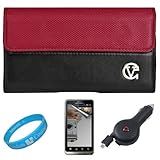 Red & Black Portola Executive Leather Holster Carrying Case with Fixed Belt ....