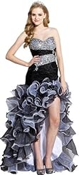 Organza  Beaded Dropped   Waistline High-Low-Hem Pageant Dress/Prom Dress  With Ruffles
