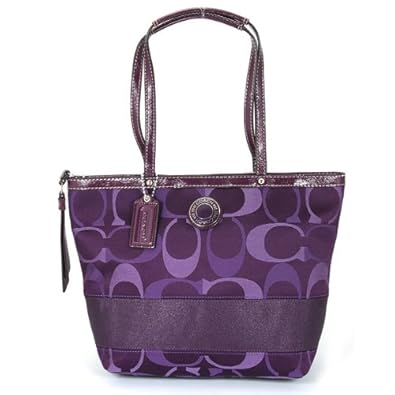 Coach Signature Stripe Purple Multicolor 3 Color Signature Tote Bag
