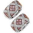 14K White and Rose Gold Pink Sapphire and Diamond Earrings