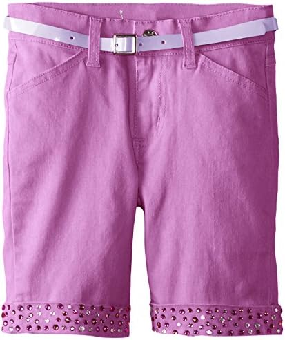 Dream Star Big Girls' Super Stretch Twill Cuffed Bermuda Shorts