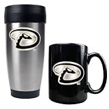 Arizona Diamondbacks Primary Logo Stainless Steel Travel Tumbler and Black Ceramic Mug Set