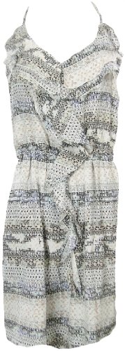 BCBGeneration Ruffle Front Cascade Dress Large Marine Green Multi [Apparel]