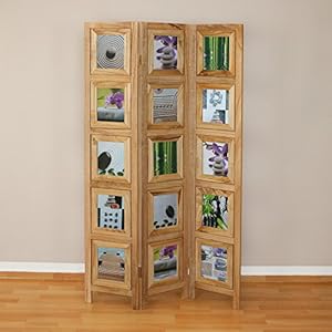 Homestyle4u 3 fach Paravent Raumteiler Holz Trennwand in natur Foto