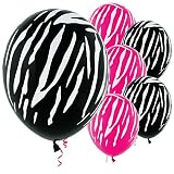 Black & Pink Zebra Print Latex Balloons Party Accessory
