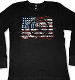 USA Flag Peace Sign Mens Thermal Shirt, Graffiti Style American Flag Men's Long Sleeve Thermal Style Shirt