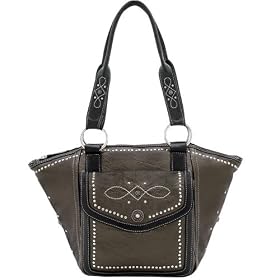 Lou-Ella Wild West Collection Designer Zip Top Bucket in Distressed Gunmetal
