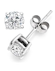 0.56 Carat E/VVS2 Round Brilliant Certified Diamond Solitaire Stud Earrings in 18k White Gold