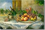"Fruit and Wine" Ceramic Tile Mural 17" x 25.5" Kitchen Shower Backsplash