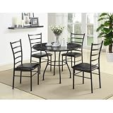 Little Elm 5-Piece Dining Set with Round Table in Black