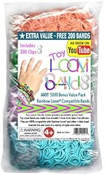 5000 pc Rubber Band Refill Mega Value Pack with Clips - 100% Compatible with all Looms