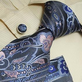Buy H5005 NEW Designes Pink Blue Pattern 100% Jacquard Woven Silk Tie Hanky Mens Necktie and Cuff Links... by Y&G