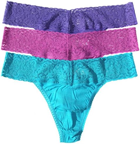 Felina Lingerie Lacy Mid Rise Modal Thong (3 pairs) One Size Fits 4-14