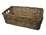 Long Rectangular Wicker Grey Storage Basket - Rattan